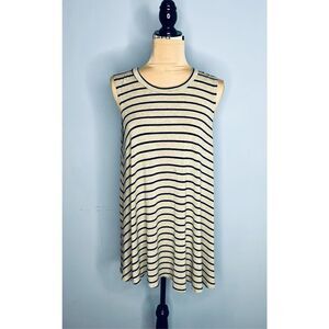 Tobi Women’s Small Black Cream Striped Sleeveless Tank Top Dress